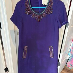 Kate Spade Purple Mini Dress with Beaded Accents